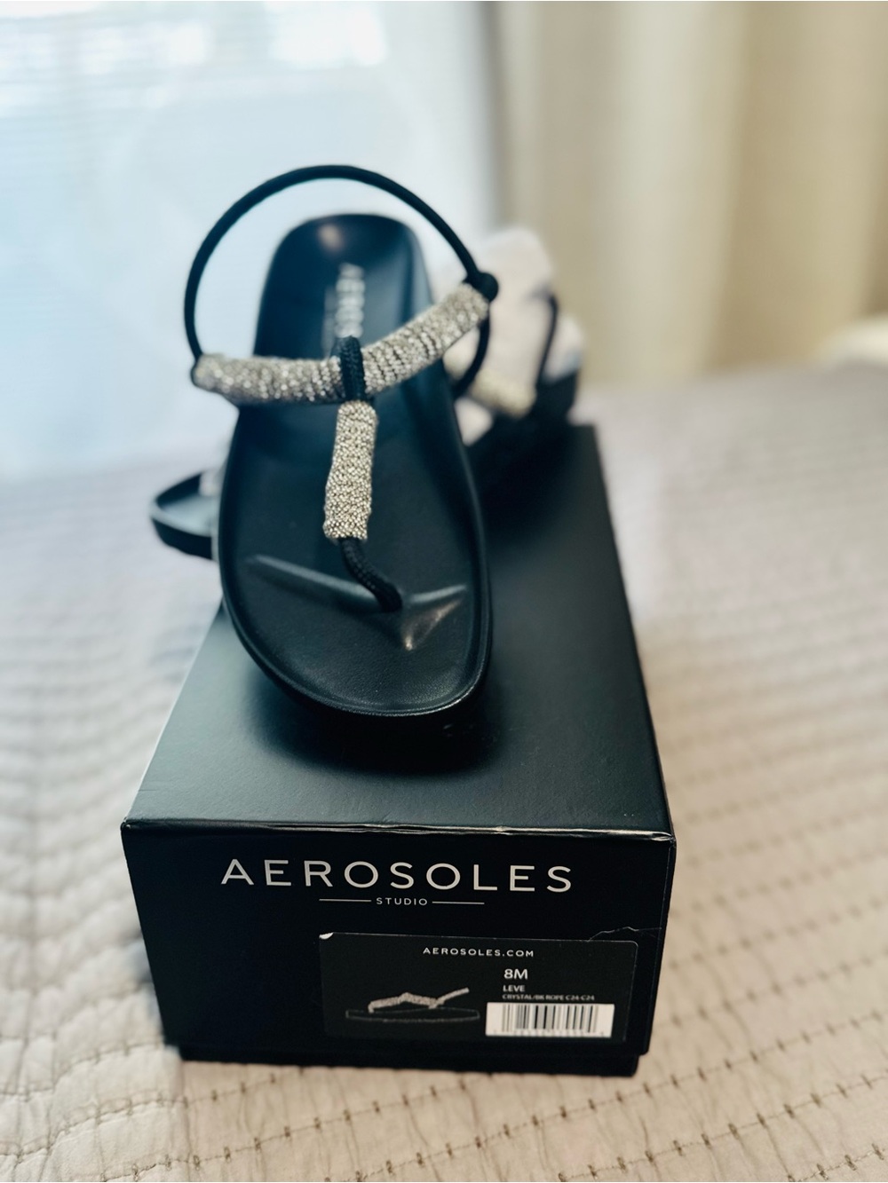 Aerosoles Black Sandal with Silver Embellishment